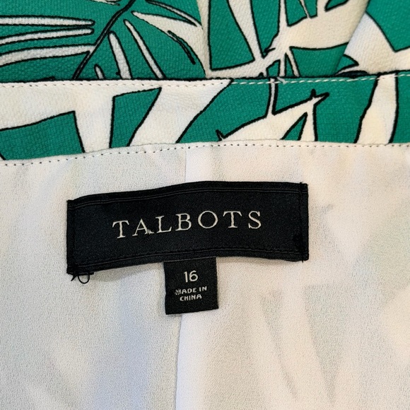 Elegant Talbots Pleated Tropical Leaf Print Skirt Green White 16 - Picture 4 of 7